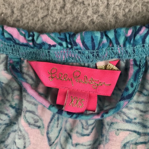 LILLY PULITZER Dress Size XXS Collins Knee Length Bermuda Blue Print Tie Waist - Picture 6 of 12